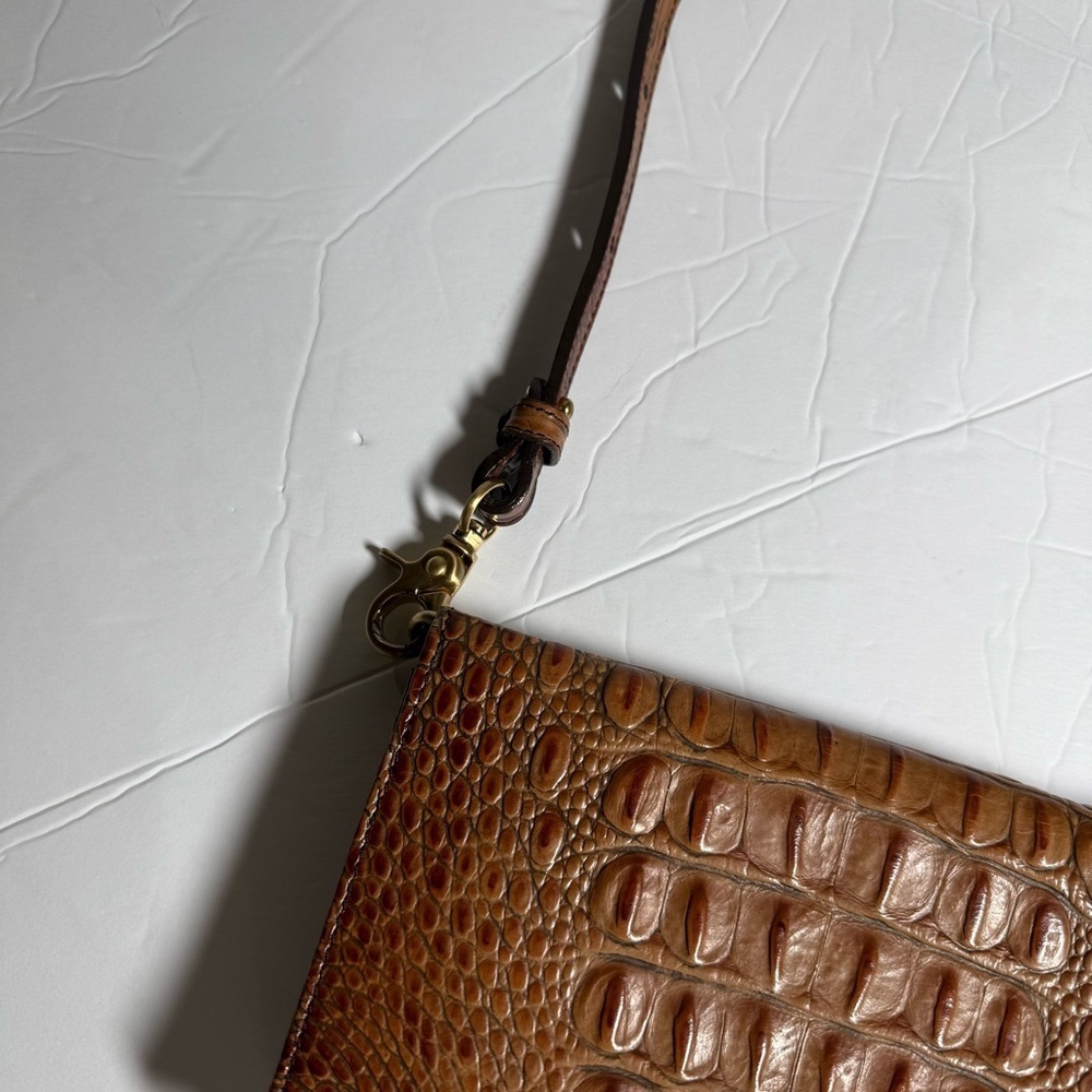 Brahmin Brown Crossbody Bag Crocodile Gold Hardware Satchel Tassel - Picture 6 of 15